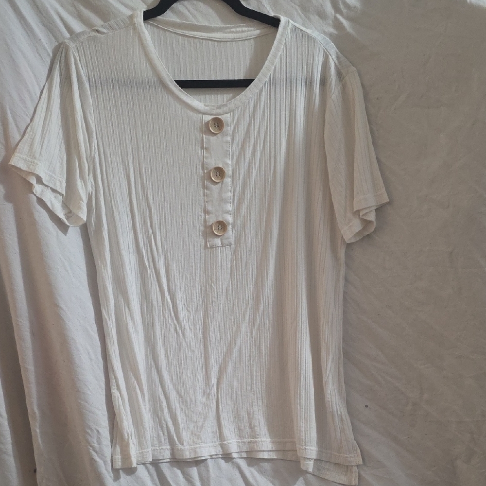 White Button-Detail Women's Blouse